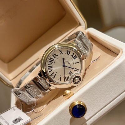Ballon Bleu De Cartier 33mm Quartz Movement Purple/White/Grey/Pink Face Watch